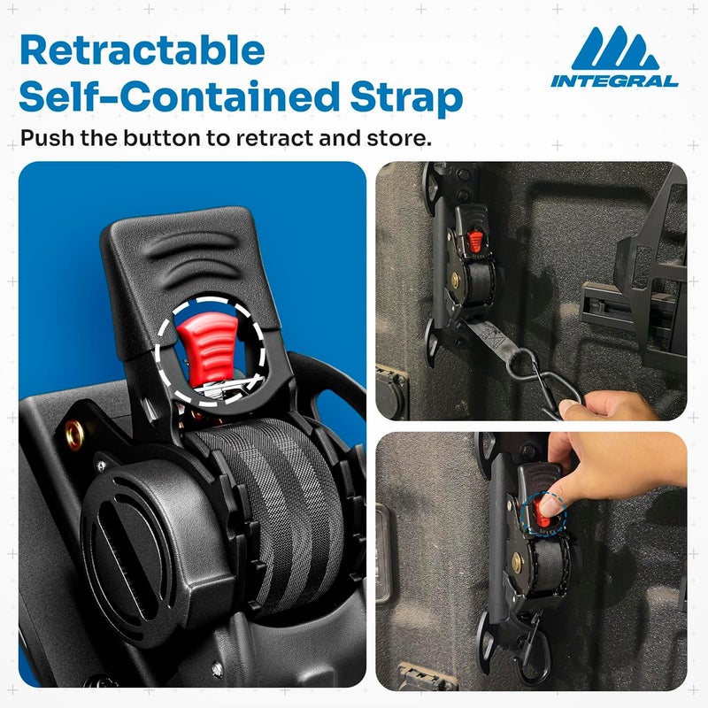 Integral Straps - Compatible with Chevrolet Silverado & GMC Sierra - (1500 2019+, 2500/3500 2020+) - Single Pack - Bed Mounted Retractable Tie Down - Image 3
